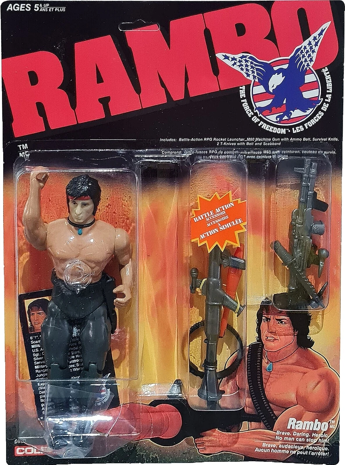 Figuras de acción de plástico Coleco Rambo y accesorios