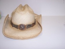 Bullhide Men's Straw Western Cowboy Hat Size S Shape-able Cool Texas Emblem Band