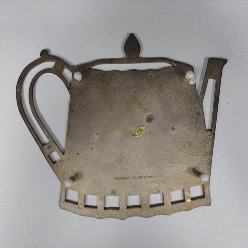 Godinger Silver Plate 1992 Teapot Trivet Hot Plate 8.5" x 7.5" Vintage - Picture 2 of 6