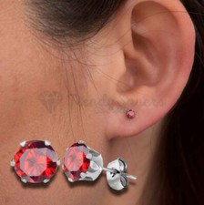 Hypoallergenic Cubic Zirconia Round Birthsotnes Ear Piercings Stud Earrings PAIR