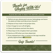 Magnetic Checkout Sign for Online Rental Platform Hosts | Professional & Efficie