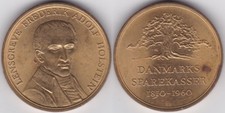 Dania Sparkasse 1960 Lensgreve Frederik Adolf Holstein, około 34 mm i 22 gramy