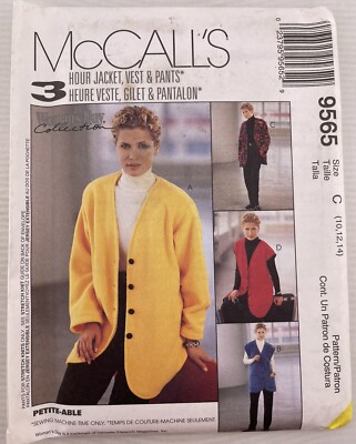 McCalls 9565 Sewing Pattern Oversize Jacket Vest Pants Misses Sz 10-14 UNCUT