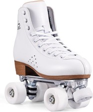 Roller Skates Women  Men Deluxe 2 Layer Microfiber Leather Double Row-Classic