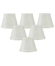 Set of 6 Clip-on Candelabra Lamp Shade Light Oatmeal Fabric 3x5x4