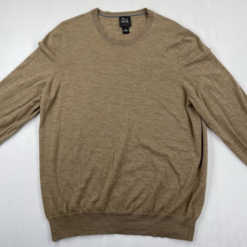 Jos A Bank Traveler Merino Wool 2XL Crewneck Sweater Tan Brown Soft 100% Merino - Picture 5 of 8