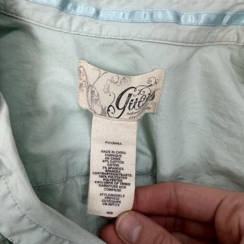 Women's Guess Button Up Blouse Mint green M Vintage puff cap sleeve coquette - Picture 3 of 8