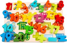 Wooden Puzzles for Toddlers, Alphabet Number Shape Learning Puzzle for Kids A...