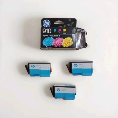 HP 910 (3-Pack: Cyan Magenta Yellow) Ink Cartridges Exp. Oct 2027 - image 1 of 4