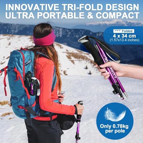 Hiking Poles Collapsible Trekking Poles - Aluminum Alloy 7075 Walking Sticks for - Picture 3 of 5
