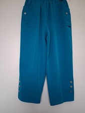 Ladies Cropped Trousers  Emerald Green Size 10/12 Elasticated Waist