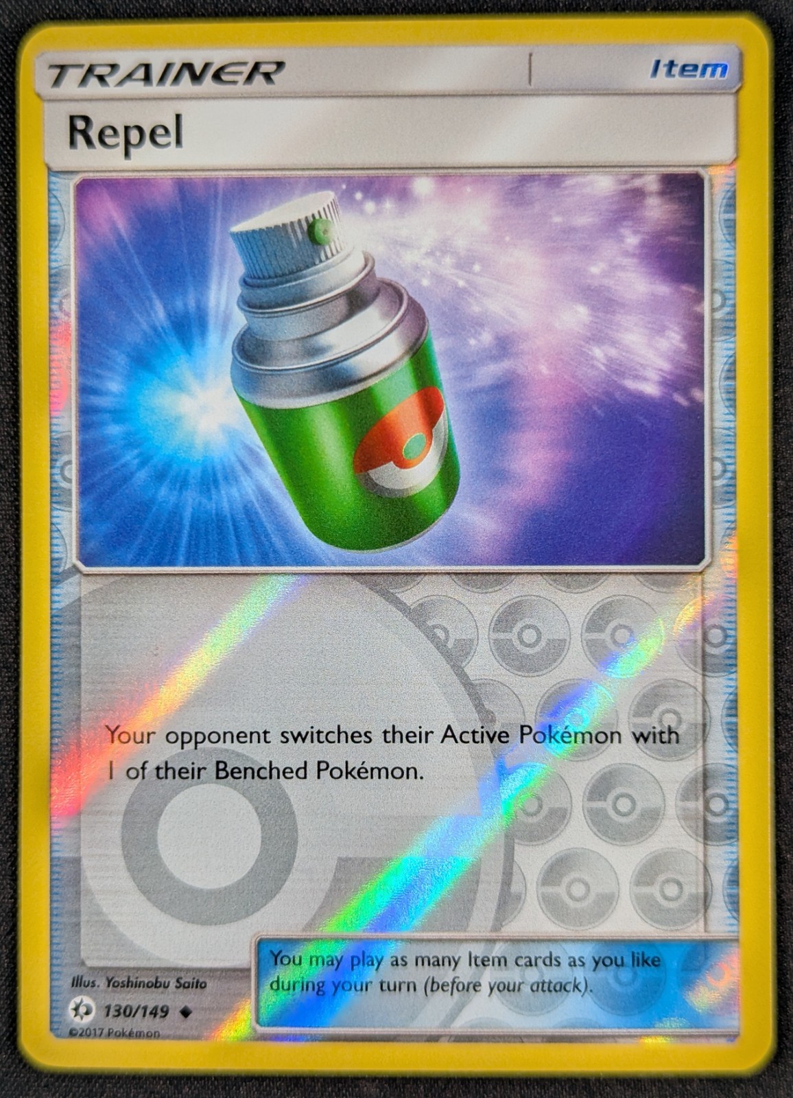 Repel Trainer 2017 Sun & Moon Reverse Holo Pokemon Card 130/149 (NM)