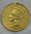1854-P Indian Princess Head $3 Gold Coin First Year Type 1 Philadelphia US Coin
