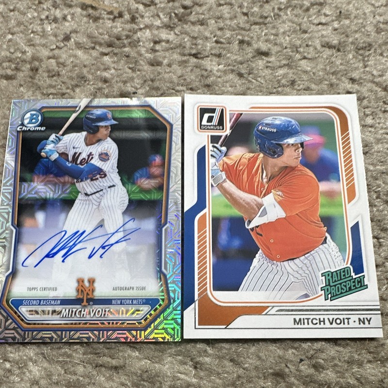 2026 Mitch Voit Bowman Chrome on Card Auto + Rated Prospect #174 2-Card Lot