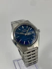 Vintage Timex Viscount 1979 AUTOMATIC Blue Dial Watch-Runs-Original Bracelet