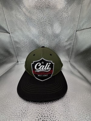 Cali West Coast Snapback Hat Olive Green Black California Star Shield Cap
