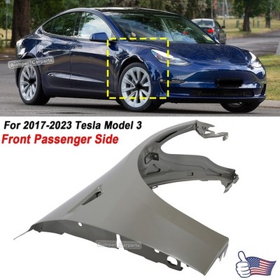 Primed Grey Fender for 2017 to 2023 Tesla Model 3 Front Right Passenger Side