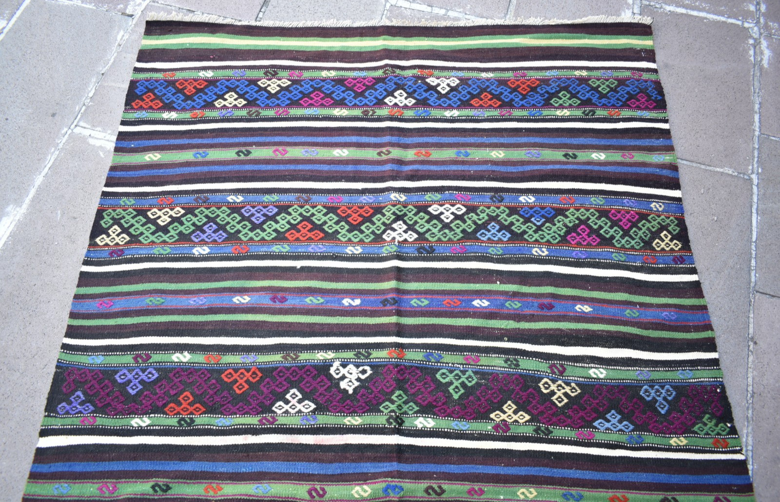 Turkish Rug 4 x 6 ft Vintage Embroidered Oushak Cicim Rug Home Decor Wool Rug