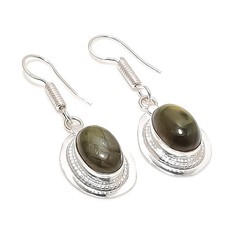 Labradorite Gemstone Handmade 925 Sterling silver Jewelry Earring Size 1.5''