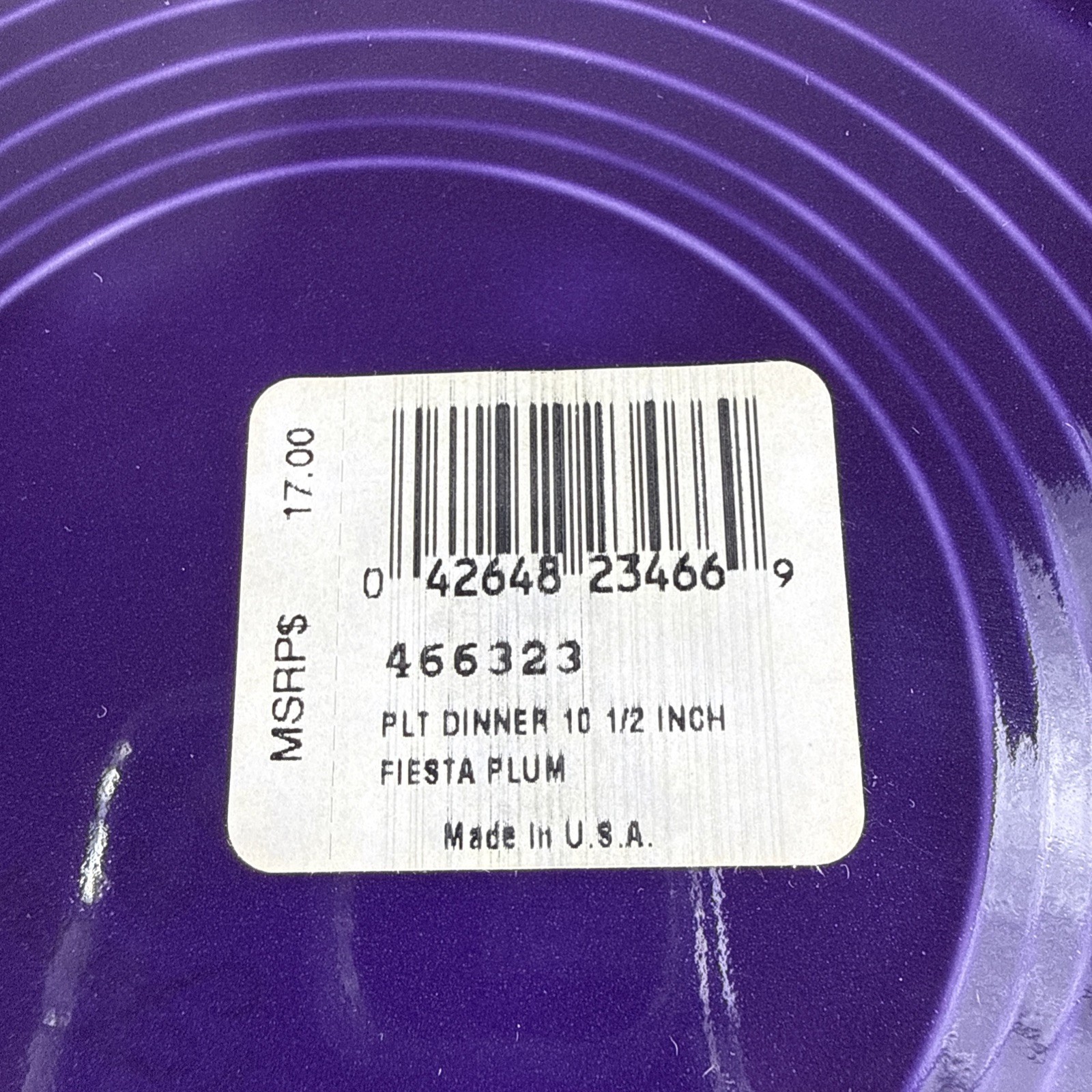 Homer Laughlin Fiesta Plum Purple 10.5&rdquo; Dinner Plate Retired Color NEW