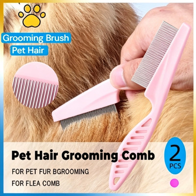 2PCS Dog & Cat Flea Comb   Pet Hair Grooming and Deworming Brush