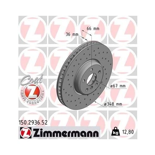 1x Disque de frein ZIMMERMANN 150.2936.52 convient pour BMW TOYOTA - Photo 1/1