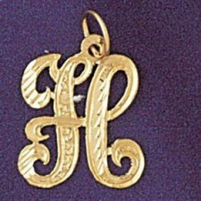 Initial H Classic Charm Pendant 14k Gold 1 Gram 