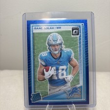 Isaac TeSlaa Blue Glitter Prizm Rated Rookie 2025 Donruss Optic Football RC