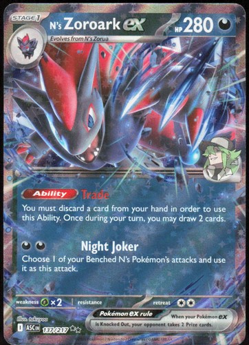 N's Zoroark ex 137/217 Holofoil Double Rare ME: Ascended Heroes NM Pokemon