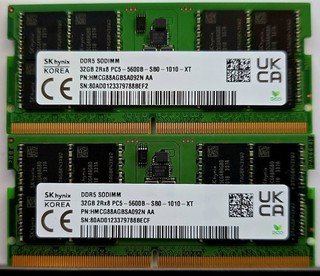64GB (2x32GB) SK hynix 2Rx8 PC5 5600B DDR5 SODIMM Laptop Memory
