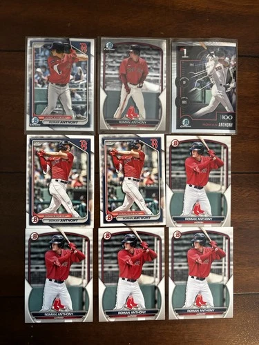 Roman Anthony 9 Card Bowman Lot Chrome + Paper + Insert All Prospect Cards Sox