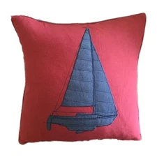 Maritine Decorative Applique Sailboat  Pillow 20x20