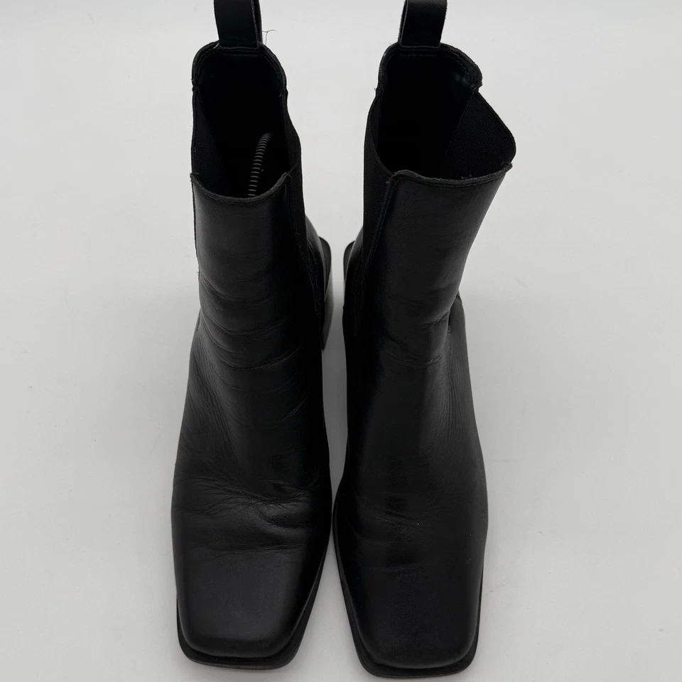 Aldo Leather Black Foal Chelsea Boot Block Square Heel Modern Minimalist 9 - Imagem 2 de 4