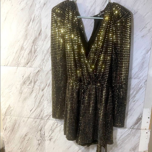 Lulu's schwarz-goldene Pailletten Gr. Medium Damen Strampler - Bild 3 von 11