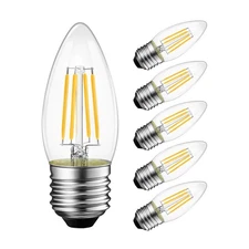 6-Pack Dimmable LED Candelabra Bulbs E26 Base 5.5W 75W Equivalent 2700K