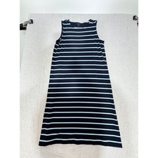 J. Jill Wearever Navy Blue Mint Green Striped Sleeveless Shift Dress Womens XS