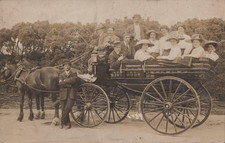 Antique RPPC Horse Carriage Family Group Edwardian Photo Arthur Haley Ramsey IOM