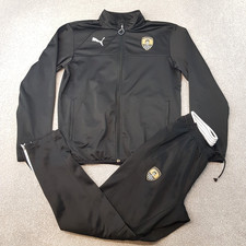 Notts County Mens Tracksuit Set Medium Black Track Top Bottoms Pants Football