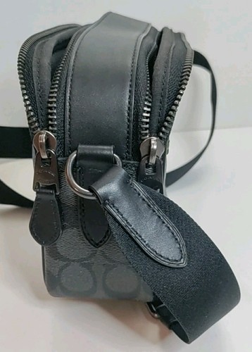 NWT Coach Men's Graham Crossbody Signature Canvas & Leather Charcoal Black C4149 - Picture 5 of 6