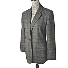 VTG LAUREN RALPH LAUREN Tartan Plaid Wool Blazer Jacket 8 Fall Preppy Academia