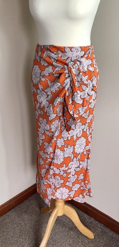 Zara floral sarong style wrap midi skirt with tie SIze S UK 8 Ref 2492/155