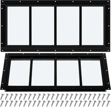 2 Pack 10'' X 23'' Black Basement Garage Door Flush Mount Shed Window with Tempe