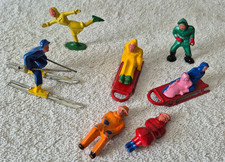 Vintage Lot Barclay "Winter Scene Sled Ski Skaters Christmas" Lead Toys