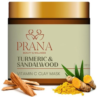 PRANA Beauty Turmeric & Sandalwood Face Mask 110ml Three-Clay Formula Bentonite