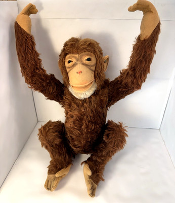 Antique Steiff Jocko Chimpanzee 50cm 1949-1953 Nickel Ear Button No Chest Tag
