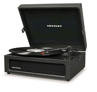 Crosley Voyager CR8017B-BK Vintage 3Speed Portable Turntable   Bluetooth NEW