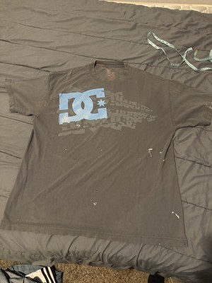 DC Shoes T Shirt Men XL Grey Blue Graphic Trademark Skater Streetwear Grunge Y2K