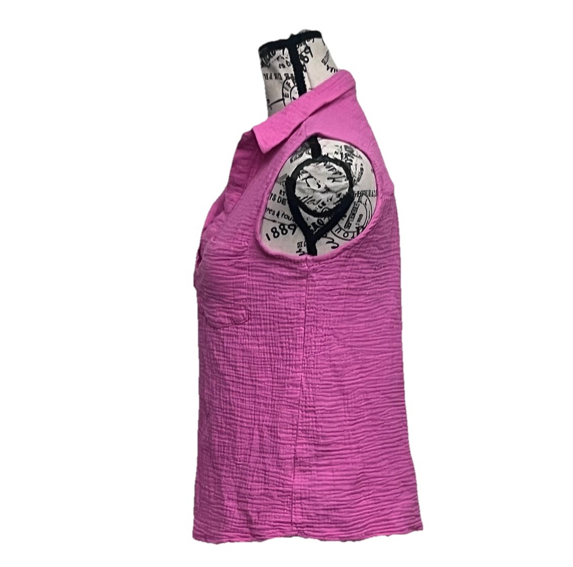 Love Notes Pink Gauze Sleeveless Blouse Women’s M Slub Knit Boho Coastal Beach