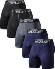 TELALEO 6 or 5 Pack Compression Shorts for Men Spandex Sport Shorts Medium