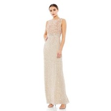 MAC DUGGAL SEOUINED HIGH NECK SLÉEVELESS COLUMN GOWN Size 10